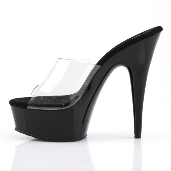 Pleaser Delight 601 Black Platform Heels with Clear Vamp - Picture 3 of 4